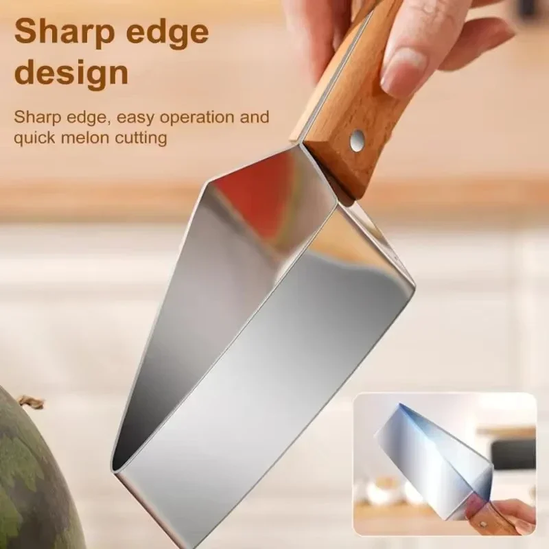 Stainless Steel Watermelon Slicer Easy To Clean Fruit Cutting Triangle Molds Multifunctional Simple Fruit Pulp Dividing Knife