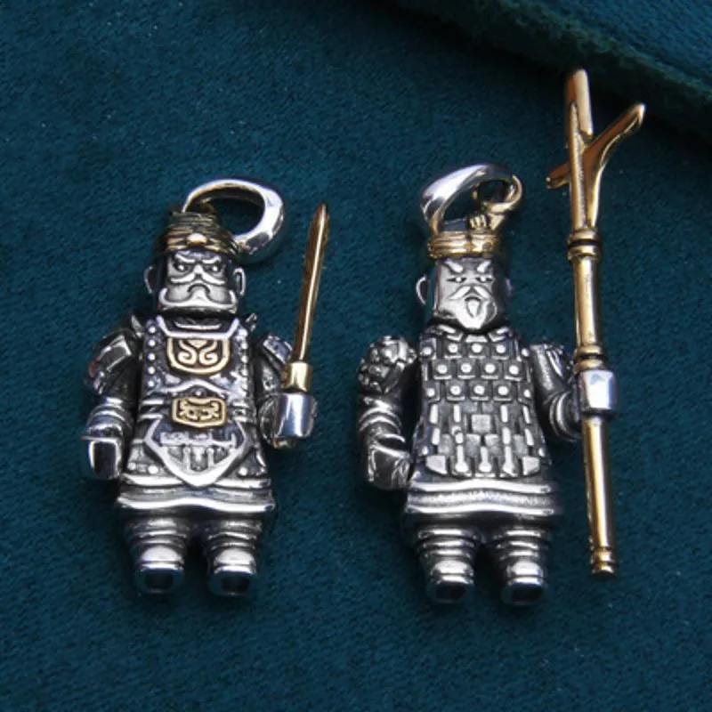 Imagem -02 - Sterling Silver Warriors Soldiers Pingentes Presentes Retro Personalidade para Homens e Mulheres Novo Bocai-s925