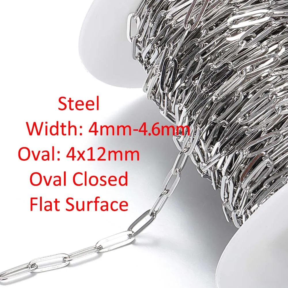 1M Stainless Steel Flat Square Frame Link Chains for DIY Jewelry Making