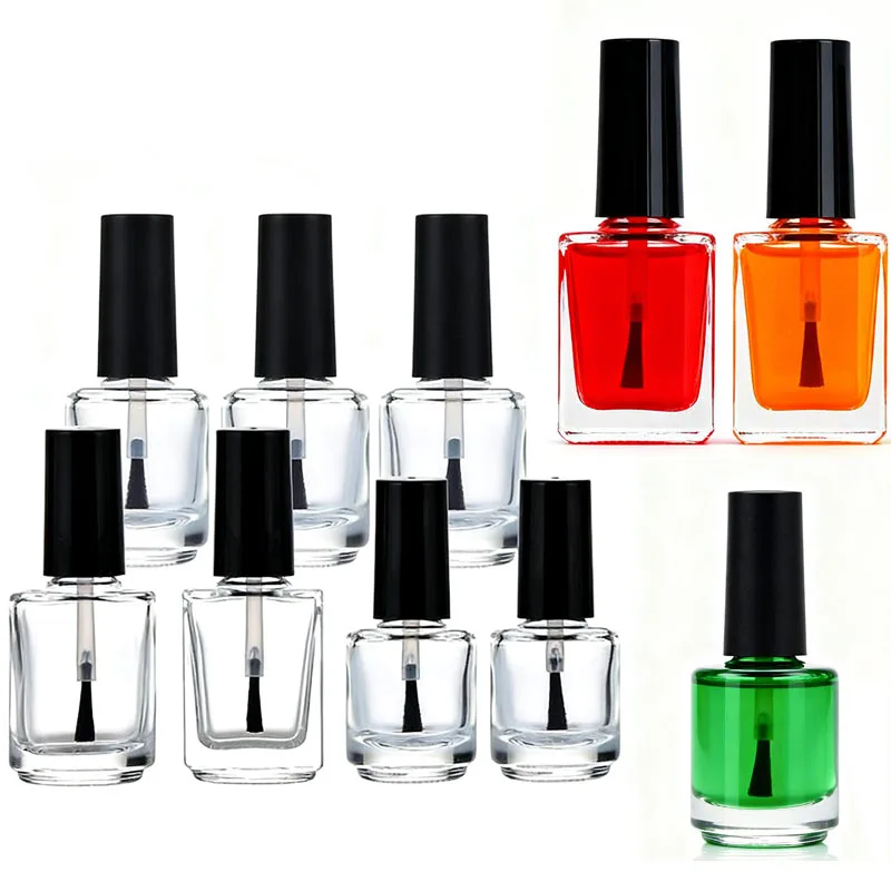 

10Pcs 5ml/10ml/15ml Mini Empty Nail Polish Bottles With Brush Cap Refillable Glass Containers For Nail Art Cosmetics Sample Show