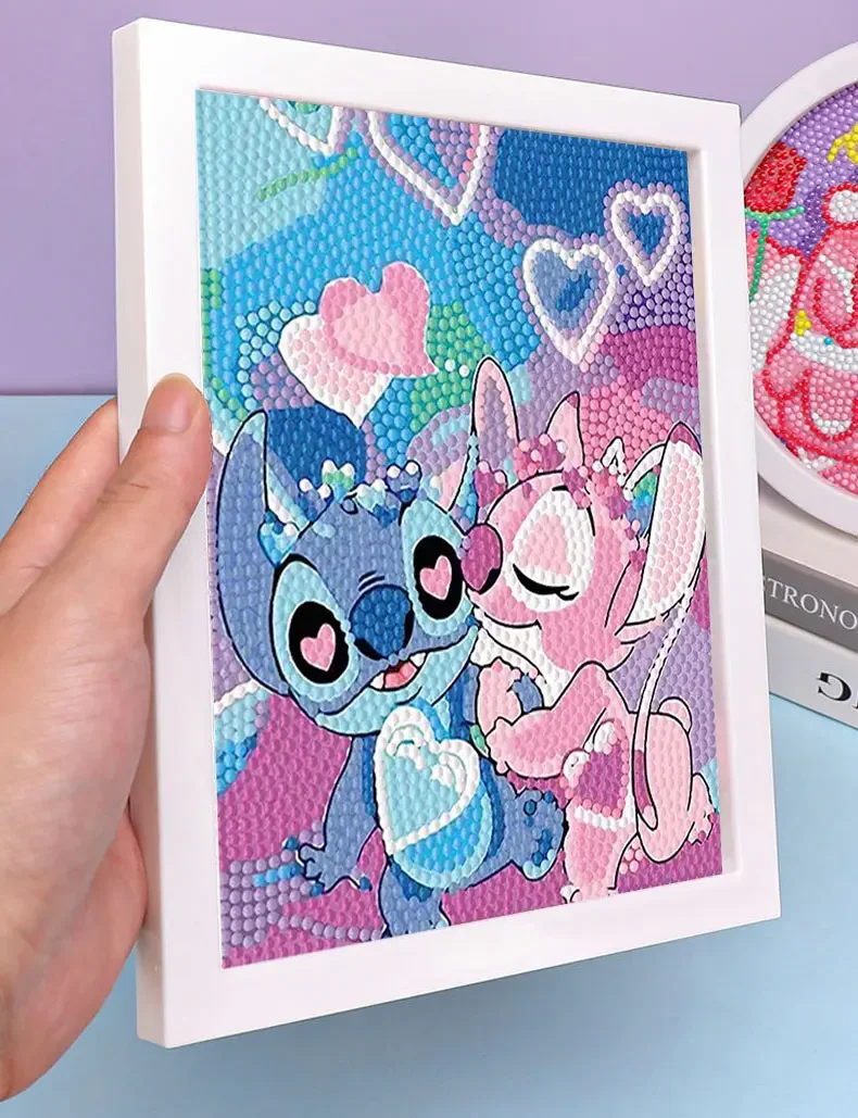 

Disney Diamond Painting Lilo & Stitch Full Round Mosaic Lotso Art 5D DIY Cross Stitch Kits Home Decor with Frame
