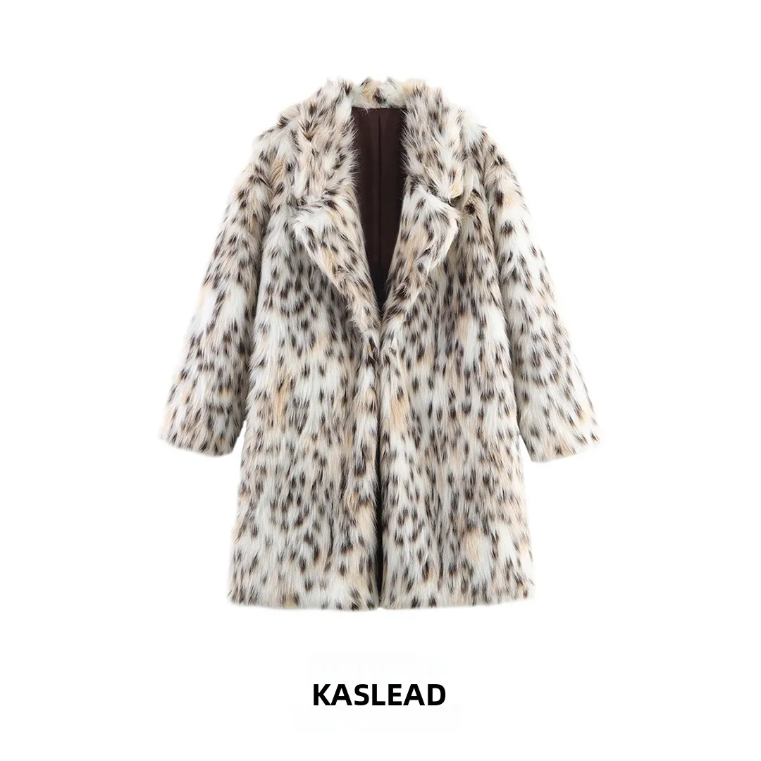 

KASLEAD Новый женский модный коврик, универсальное длинное пальто из искусственного меха, осень 202, полиэфирное волокно 00%
