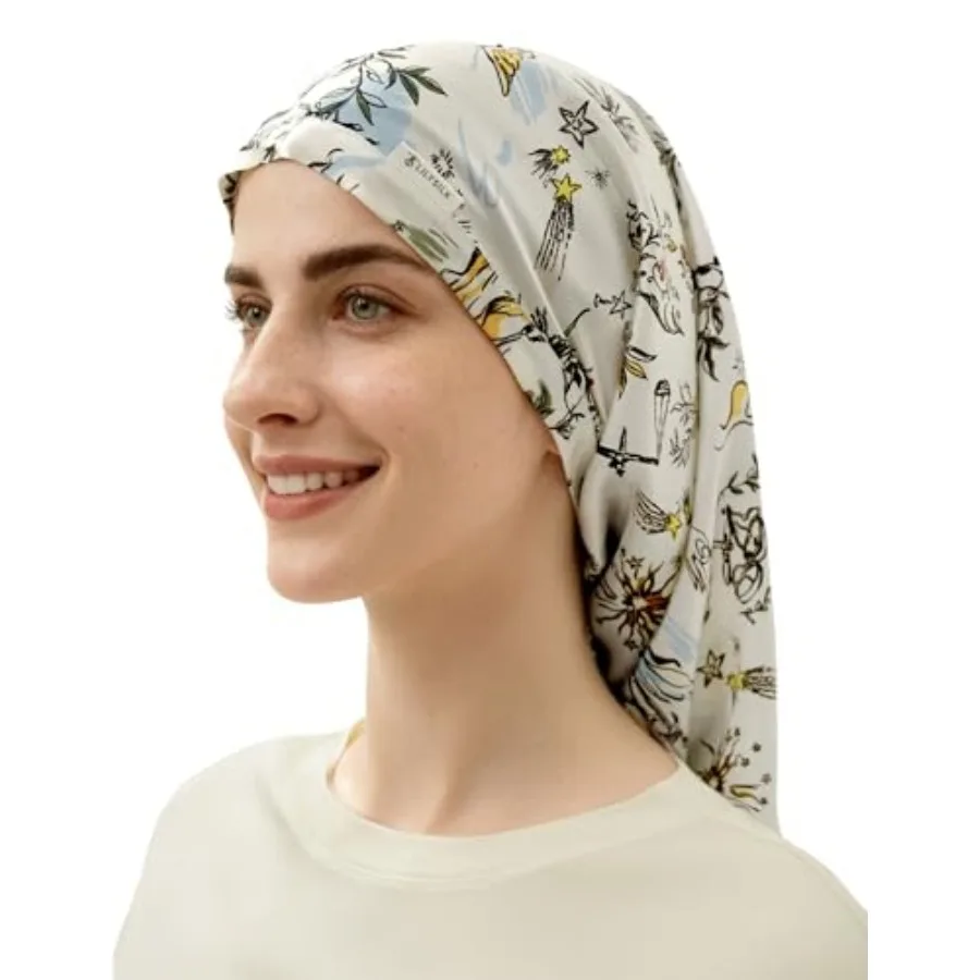 

100% Silk Bonnet Mulberry Sleep Cap Long for Curly Hair Night Cap for Sleeping Silk Hair Wrap for Women