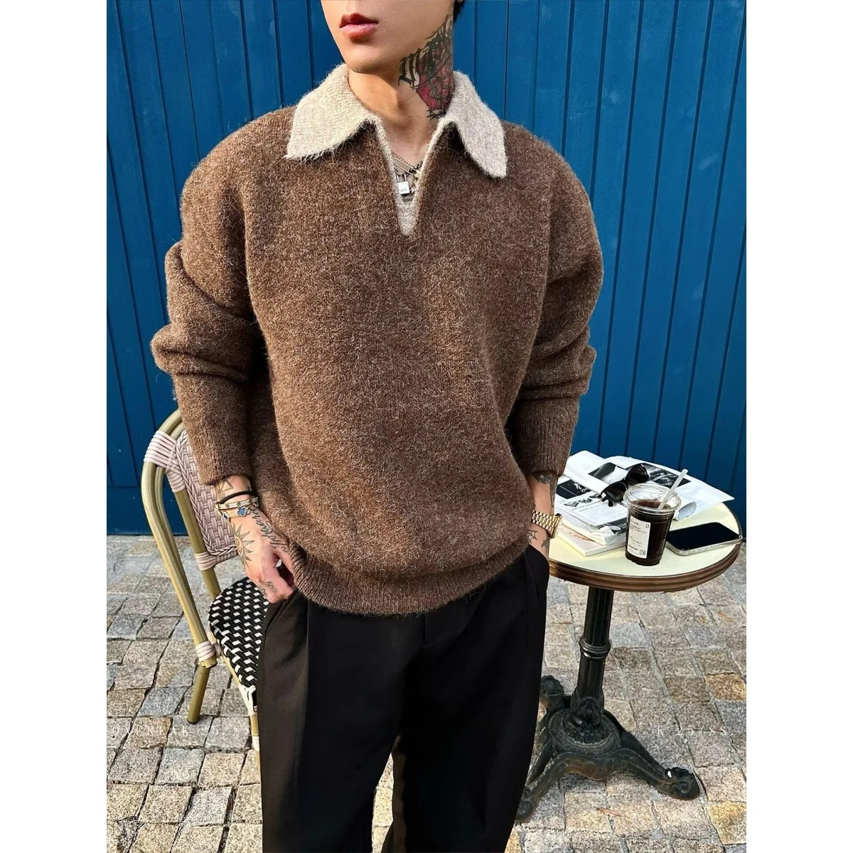 

Fall Winter V-Ne Knitted Sweater Cardigan Men's Color Casual Sle Coat Soft Polyester Fiber Long Sve Regular Fit