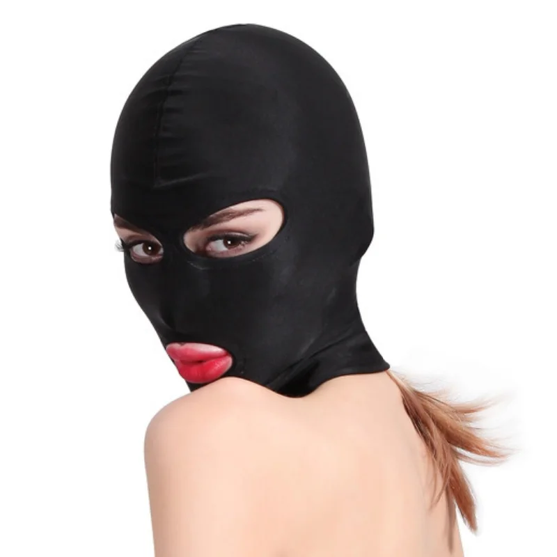 Black Elasticity Balaclava Cap Unisex Fetish Full Face Mask Standard Seamless Bondage Hood for Cosplay Party Hat Tactical Games