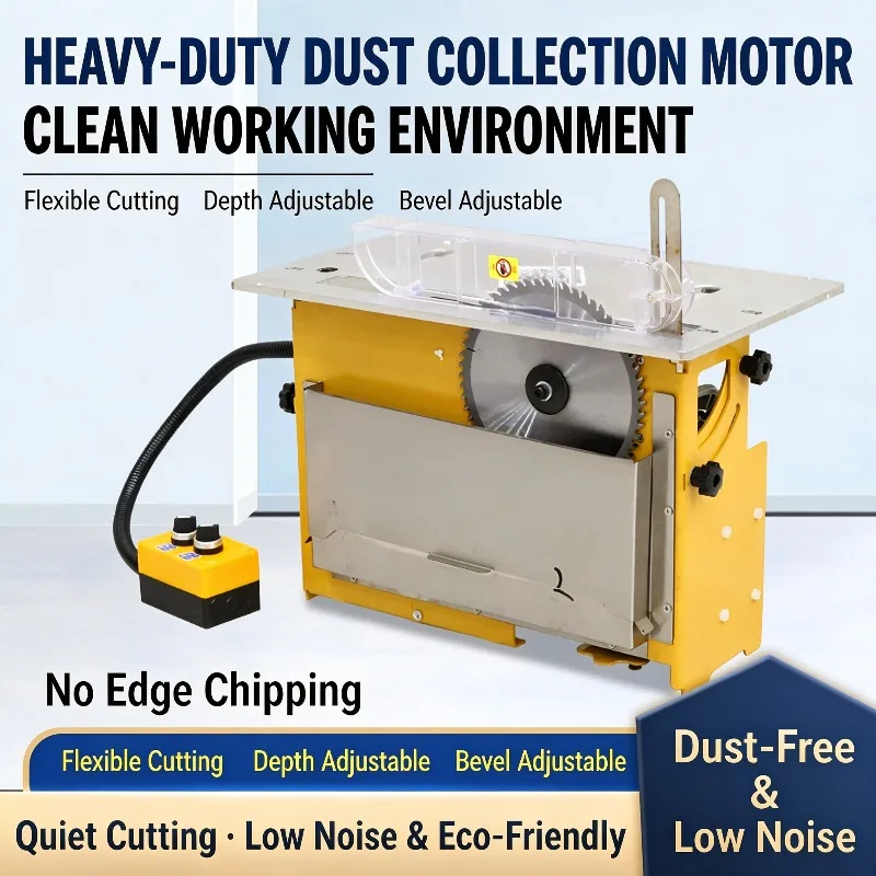 Dust-Free Table Saw Low Noise Brushless Motor Multi-angle Cutting 0-40mm Depth Adjustable Woodworking Saw with Dust Extraction