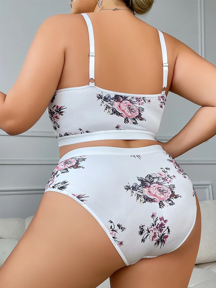 Large size wireless full coverage bra with shaping and anti-sagging features thin summer undergarment set 4XL sexy and comfort