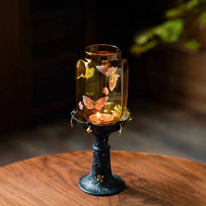 

Candlestick cloud pattern flower shadow butterfly sleep Ming and Qing new Chinese tea room retro home atmosphere light