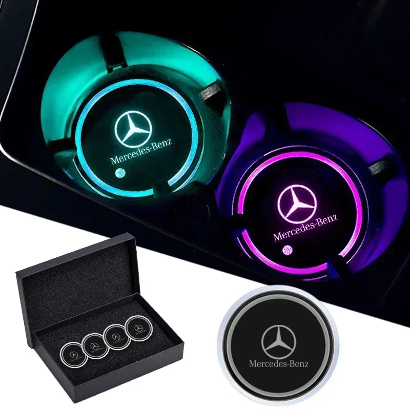 

Car Luminous Water Cup Pad LED Atmosphere Light for Mercedes Benz Maybach W204 W205 W211 W21 C260 E300 W205 W212 AMG Accessories