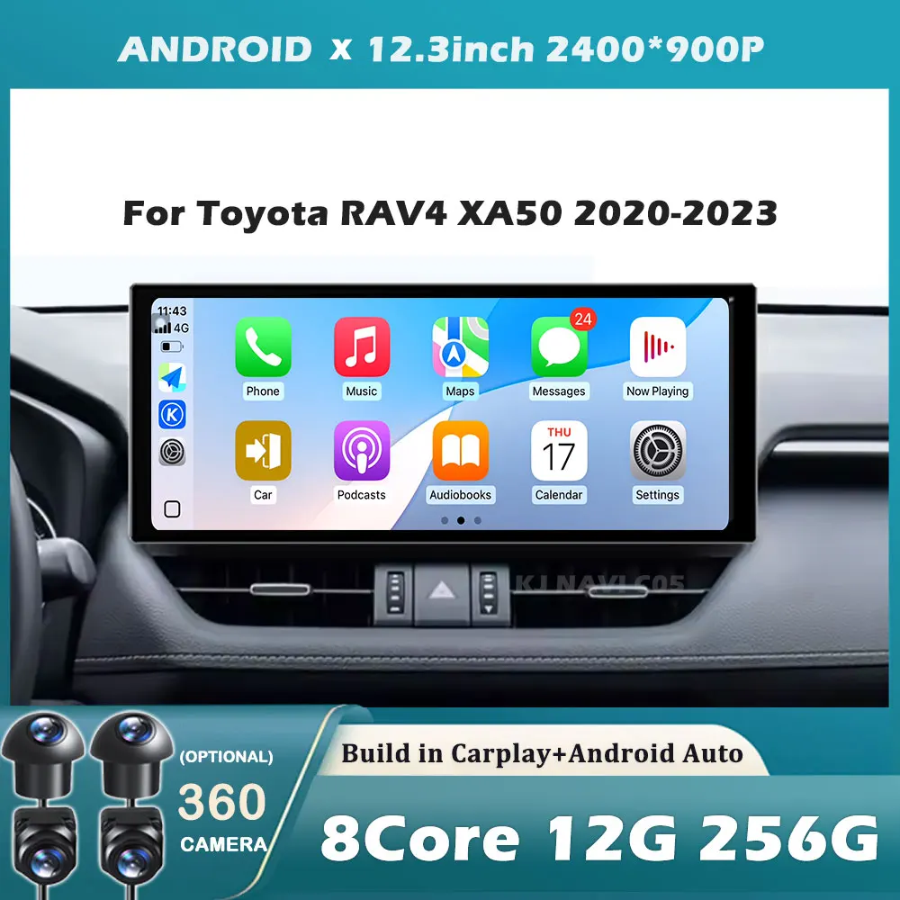 12.3 Inch For Toyota RAV4 RAV 4 2020-2023 Wireless Carplay Android Auto Radio Car Multimedia Player