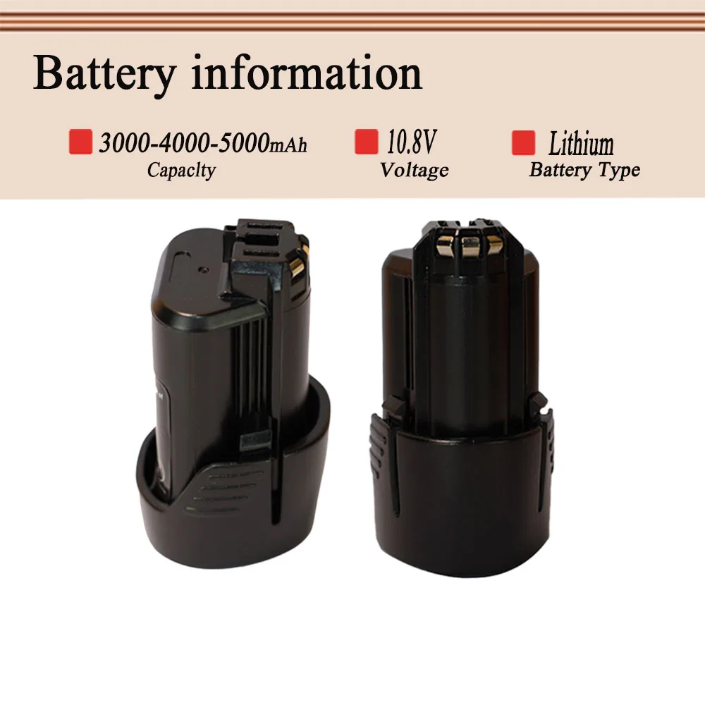 

For Bosch 10.8V 3000/4000/5000mAh Li-ion Battery,CompatibleTSR1080 GSR10.8-2 GSA10.8V Power Tool