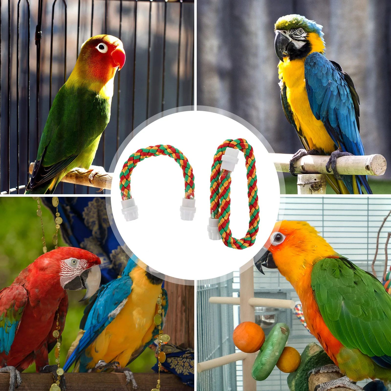 

2Pcs Bird Rope Perch Cotton Bendable Climbing Chewing Stand Swing Cage Accessory for Parrot Bird Rope Perch Birdcage Stand