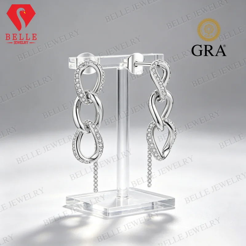 Moissanite Earrings Round 1.2mm D Color VVS1 925 Sterling Silver GRA  Factory Direct Sale Versatile Office Wear Women Accessory