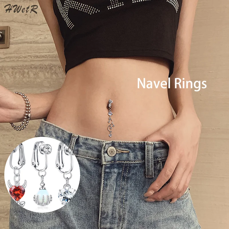 Fake Belly Ring Butterfly Fake Belly Piercing Clip On Umbilical Navel Belly Button Cartilage Clip On Earrings Body Jewelry