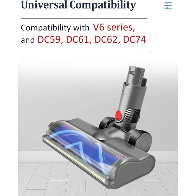 ダイソン用ダイレクトドライブブラシヘッド,LEDダストライト付きバキュームアタッチメント,v6,dc58,dc59,dc62,dc72