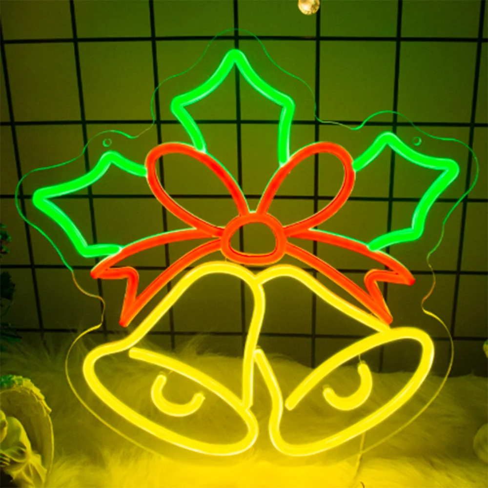 Christmas Wreath Neon Sign Home Party Decoration Led Light Up Sign Wall Decor For Room Home Shop Dimmable Xmas Logo