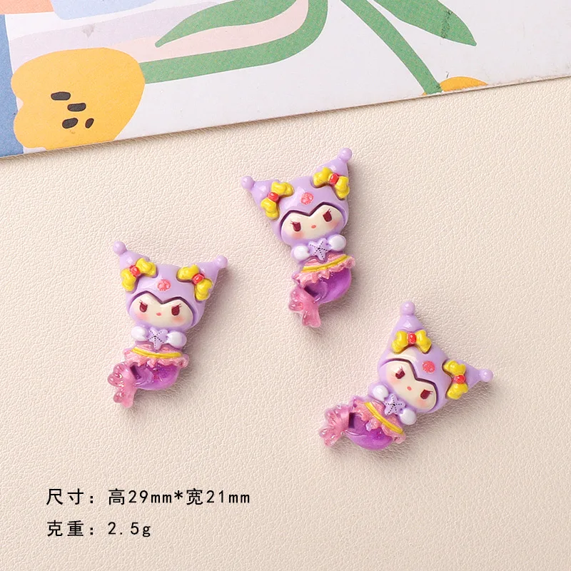 10PCS Resin Cartoon Color Mermaid Series Flatback Stone Home Decor Princess Fairy Figurine Scrapbook DIY Accessories Craft