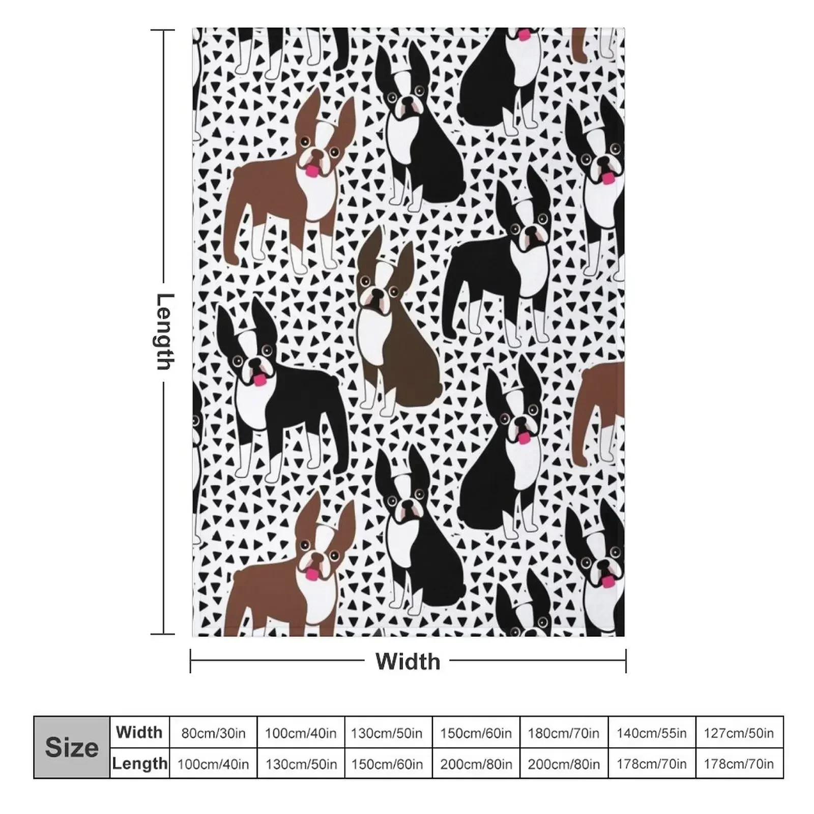 Boston Terriers Mid-Century Modern Throw Blanket couch cozy soft plush fuzzy picnic outdoor blanket