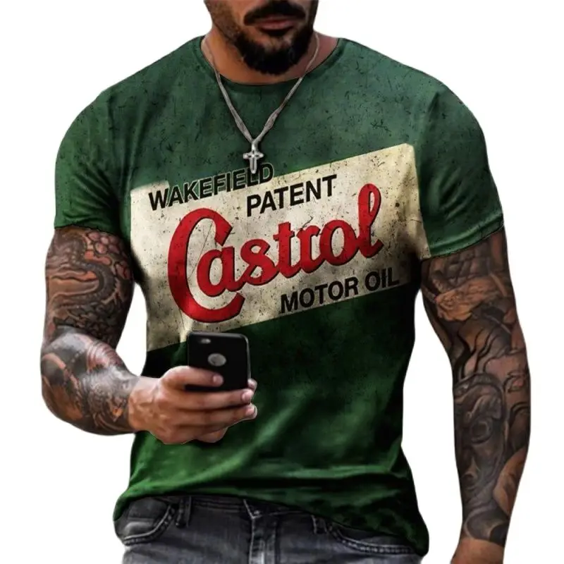 Summer Vintage Do Old 3d Harajuku Printed Classic Fashion Casual Hip-Hop Men Round Neck Short Sleeve Oversized Size T-shirt Top