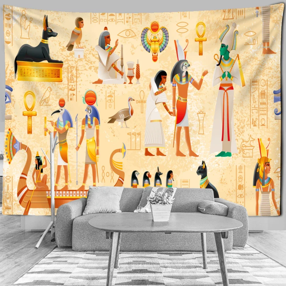 Yellow Ancient Egypt Tapestry Wall Hanging Old Culture Printed Hippie Egyptian Tapestries Wall Cloth Home Decor Vintage Tapestry