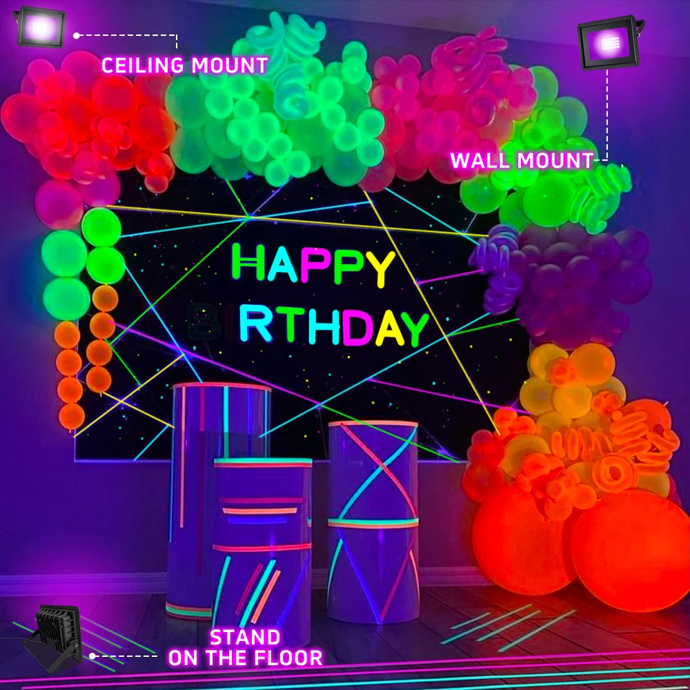 LED UV Black Light 10W/20W/30W Flood Light 385 nm, UV Spotlight with Switch for Holiday Party, DJ, Stage Lighting, Halloween