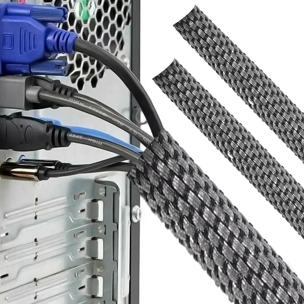 Universal Metal Self Closing Expandable Braided Cable Sleeve Flexible Insulated Hose Pipe Wire Wrap Protect Cable Sock Tube