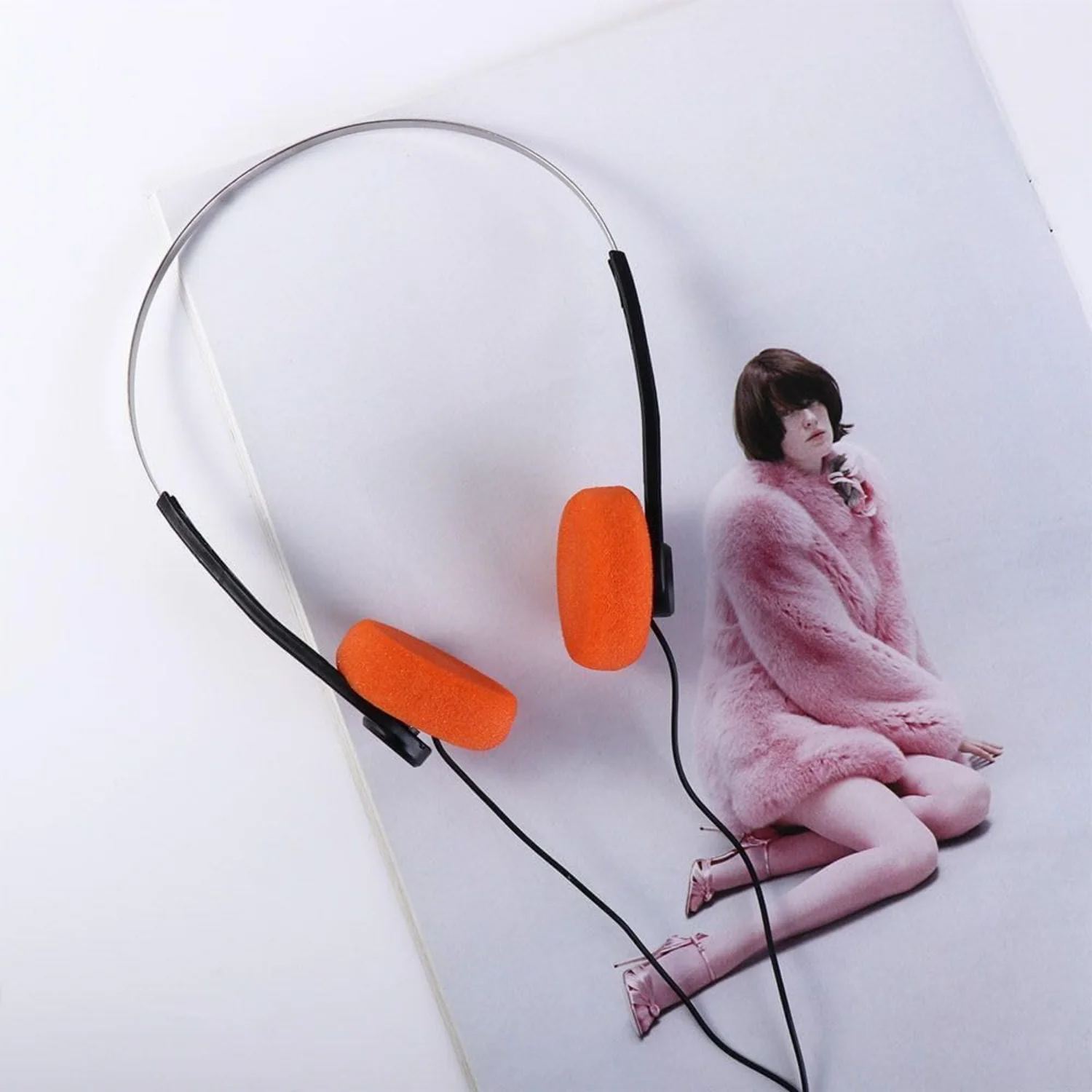 

Orange Retro Over-Ear Headphones,Wired Stereo Headphones,Walkman Headphone,Lightweight Portable Headphone with Adjustable Headba