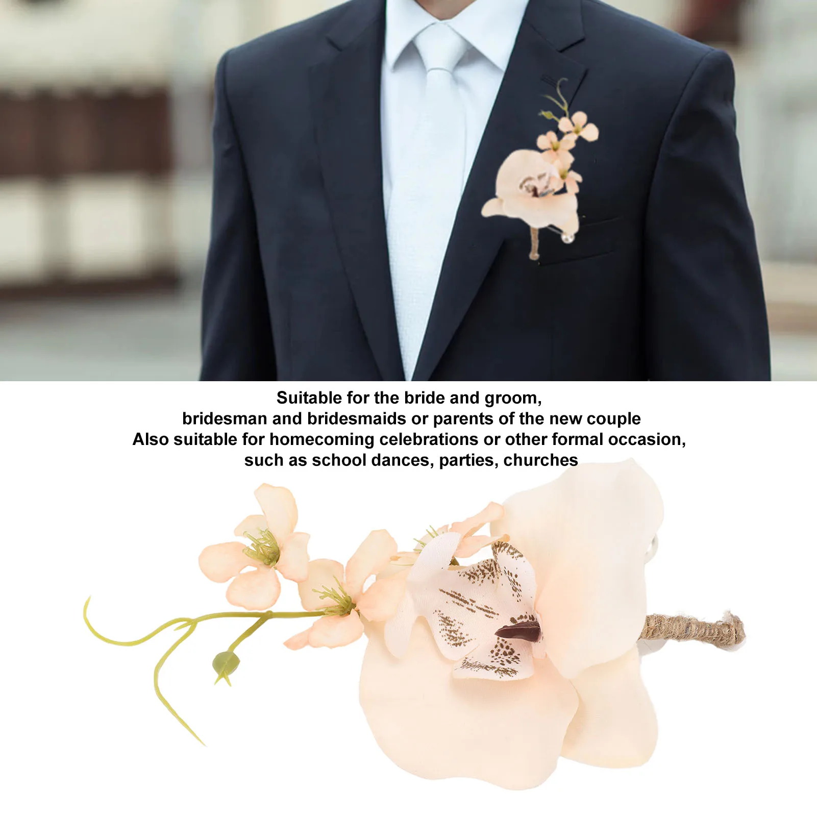 5 Pcs Groom Boutonniere Elegant Men Wedding Flower Lifelike Permanent Reusable Artificial Brooch Flower