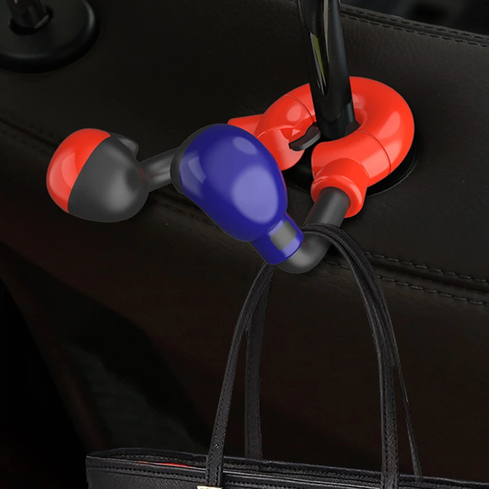 

2pcs Car Seat Back Hook Storage Hanging Boxing Design Durable Lightweight Universal Fit Car Models Round Base Buckle Non Scratch