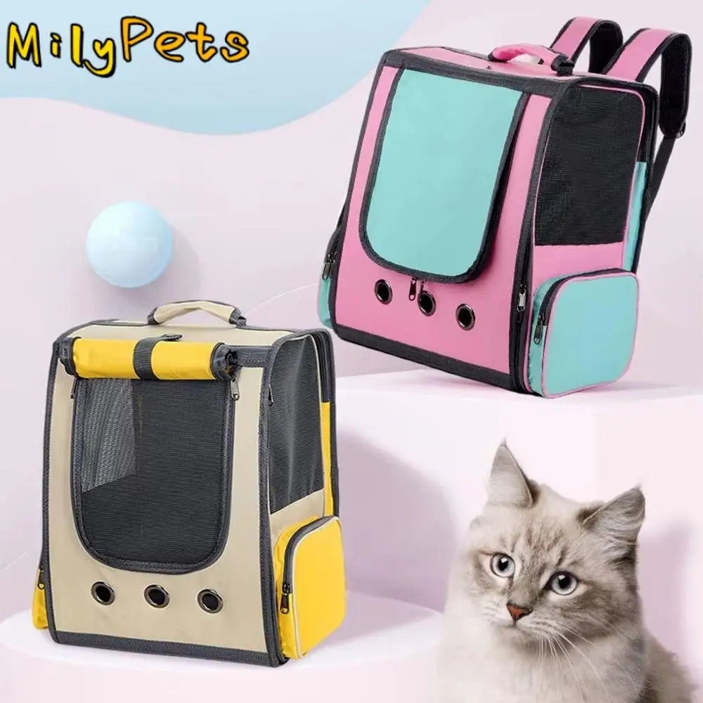 

Comfortable Pet Carrier Backpack Double Shoulder Zipper Outdoor Dog Carrier Bag Breathable Thickened Travel Puppy Bags