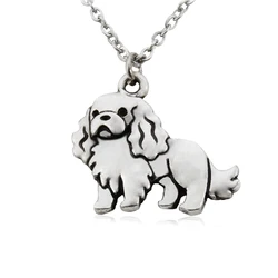 Cute Cartoon Cavalier King Charles Spaniel & English Toy Spaniel Dog Pet Charms Pendant Necklaces Stainless Steel Chain Gift
