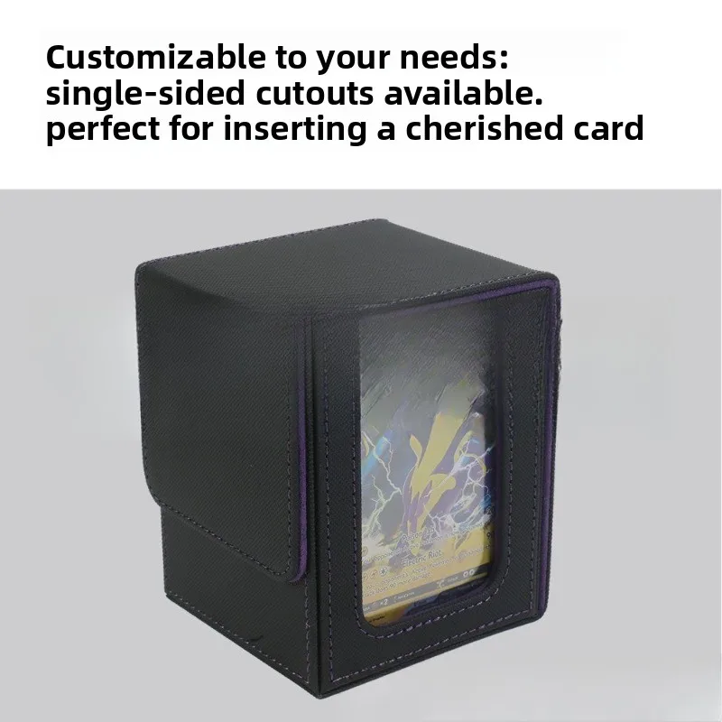 PU Leather Trading Card Deck Box Window Display Storage Case for MTG YuGiOh Game Cards TCG Box with Divider High Quality view 3