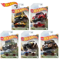 Oryginalny Hot Wheels samochodów błoto biegacz Offroad Jeepster Diecast 1/64 Benz Land Rover Toyota zabawki dla chłopców dla prezent urodzinowy dla dzieci