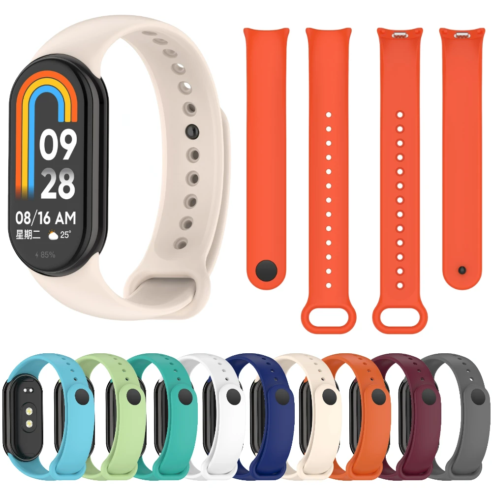 Sports Silicone Strap for Xiaomi Mi Band 10/9/8 NFC Original Replaceable Metal Interface Wristband for Mi Band 10/9/8 Watchband