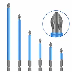 Brocas de Destornillador PH2 de 25/50/90/150mm, cabezal de cruz, herramientas manuales, vástago hexagonal eléctrico antideslizante, destornillador magnético