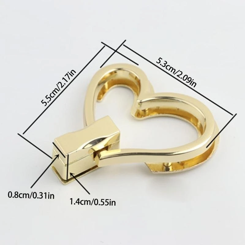 H3CB Fashion Bag Sluiting Hartvorm Tas Clasp metalen Zakken Vergrendeling voor het doe -het -zelftas