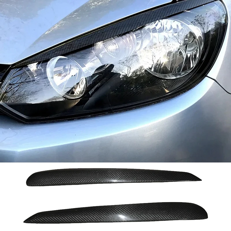 

Car Carbon Fiber Headlights Eyebrows Eyelids Cover Eyelash Head Light Stickers For VW Golf 6 GTI MK6 2008-2012