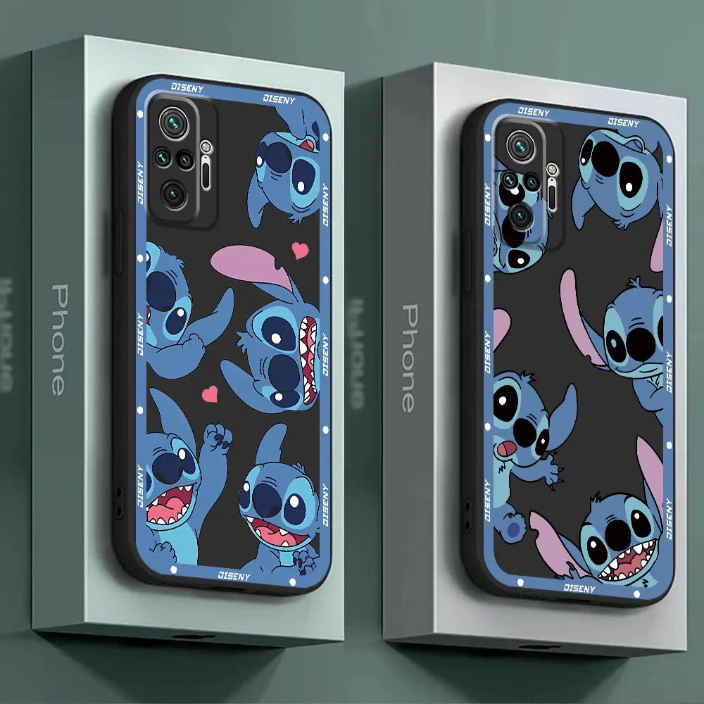 Black Soft Armor Back Cover Disney Stitch Cute Phone Case for Xiaomi Redmi Note 11S 9S 8T 11 Pro 12 9T 10S 12S 9 8 7 13 Pro 10