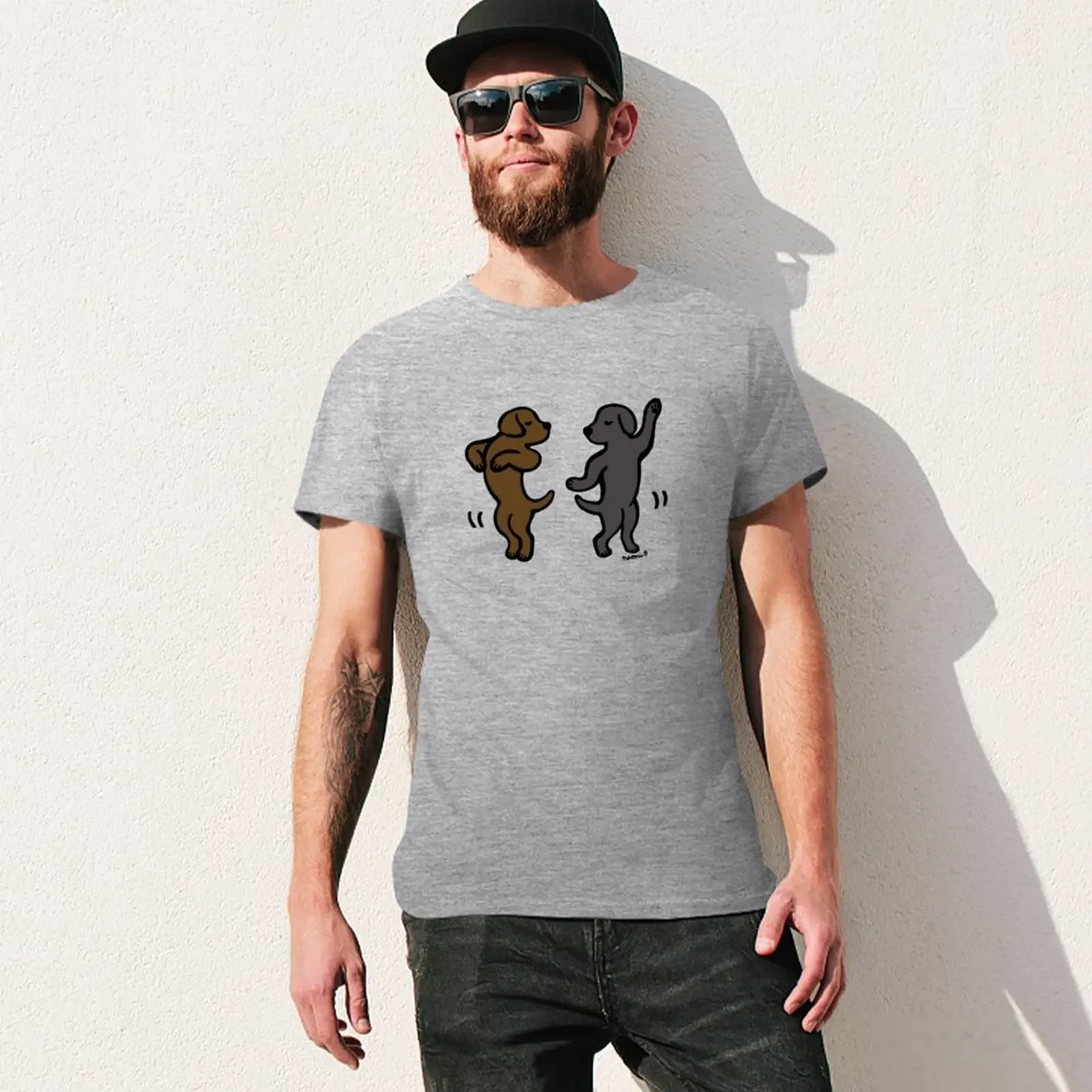 Dance Black Labrador and Chocolate Labrador T-Shirt Short sleeve tee Blouse anime plus size tops t shirts for men graphic image 3