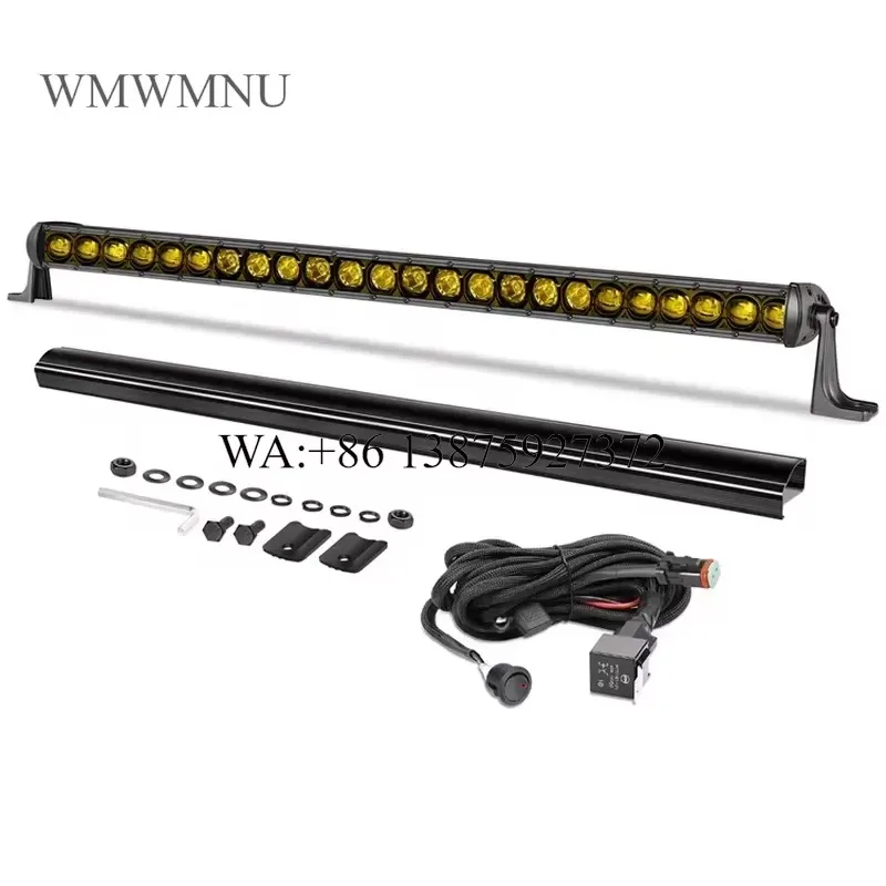 Wmwmnu 30 Inch Amber White 12V Car Driving Behind Grille Led Bar Light with Harness Switch and Cover for