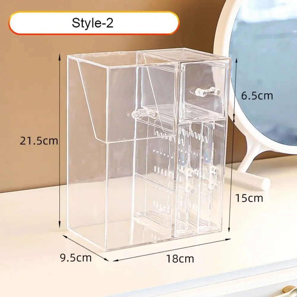 Acrylic Makeup Brush Holder Transparent Multi-Functional Makeup Brush Storage Bucket Clear Beauty Brush Container Vanity Table
