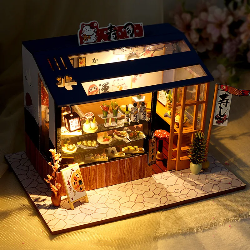 Toys For Children New Doll House Casa Diy Miniature Dollhouse With Dust Cover Furniture Birthday Gift TD27 2829