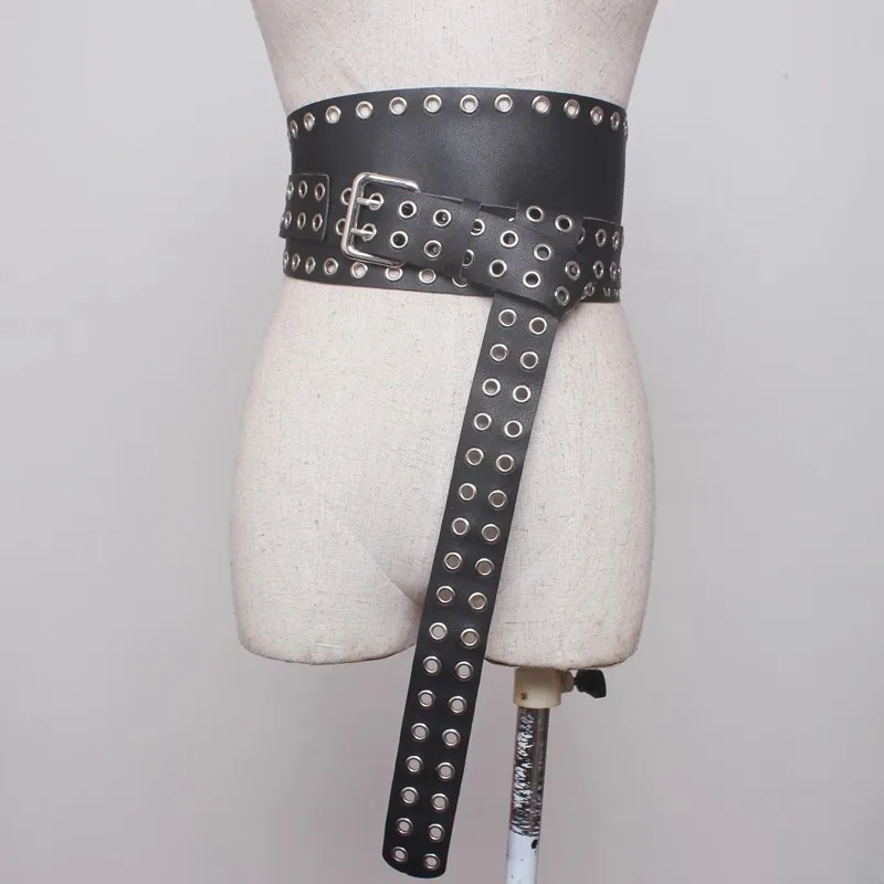 Women's Fashion Hollow Out PU Leather Corset Female Cummerbund Coat Waistband Dress Decration Wide Belt  J236