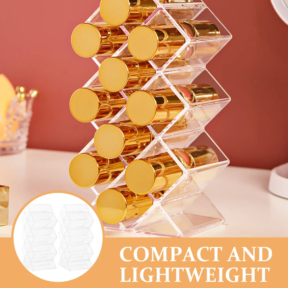 

2pcs Lipstick Acrylic Storage Box Clear 10 Compartments Desktop Holder Lip Gloss Display St Rack For Lip Gloss Home Use