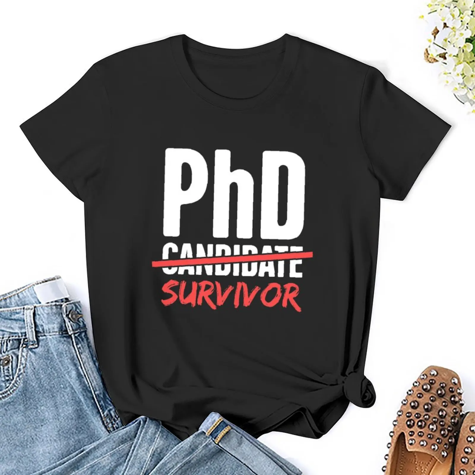 เสื้อยืดผู้สมัคร PhD รอดชีวิตเสื้อเสื้อยืดผู้หญิงแฟชั่นเสื้อเสื้อผ้าหน้าร้อนเสื้อผู้หญิง