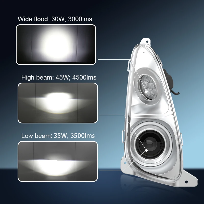 High-Low Wide Flood Beam LED Headlight for NH Tractors T Series 45W Power 6500K Color Temperature New Aluminum Agricultural R/L