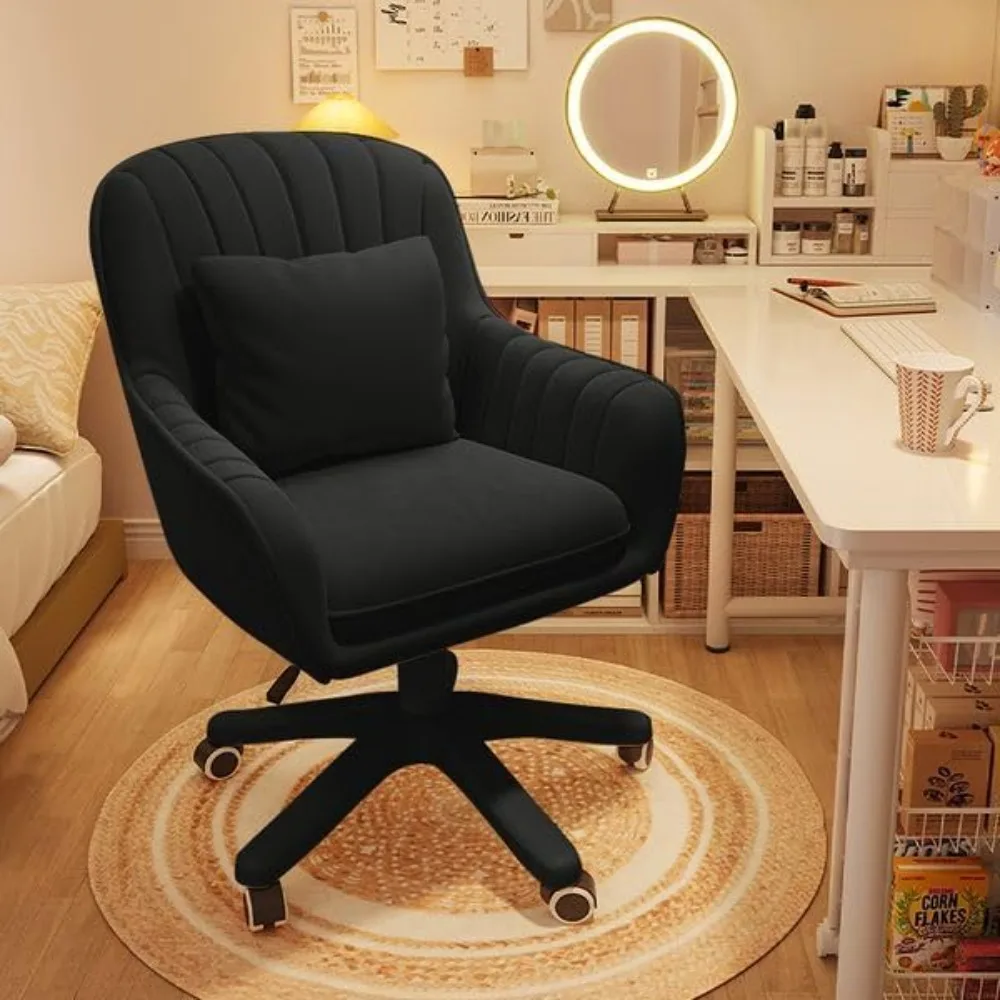 Computer Chair with Mid-Back Upholstered Modern Tufted Computer Task Chair Swivel Height Adjustable Velvet Accent Chair