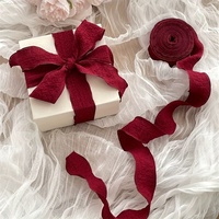 1roll Boho Chic Pleated Ribbon with Lotus Leaf Edge Fabric Gift Wrap Tie for Holiday Decorations, Perfect for Christmas