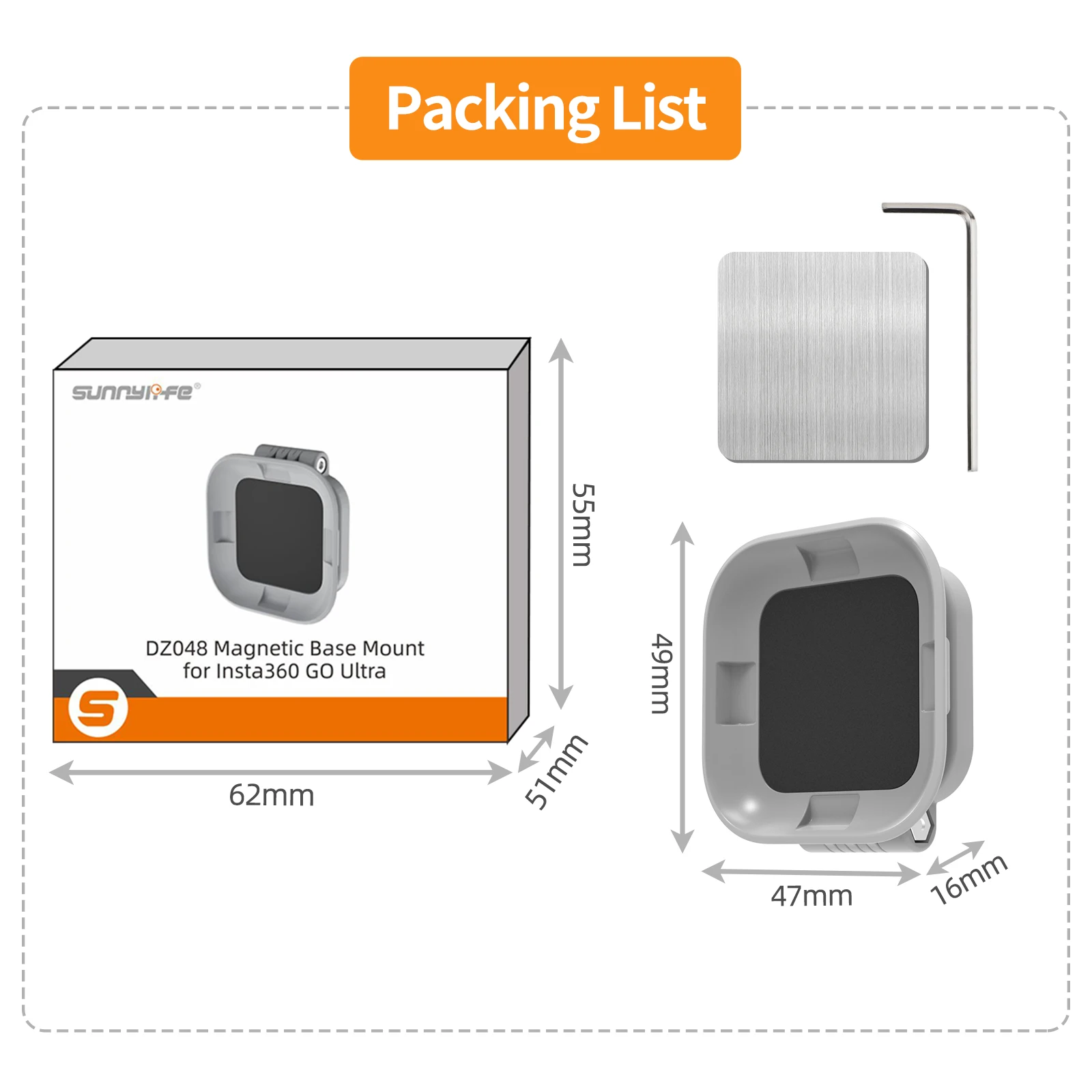 

For Insta360 GO Ultra Magnetic Mount Ultra Base Rotating Folding Mount Accessory for Action Camera