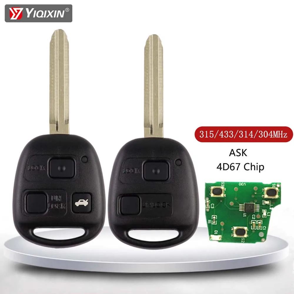 YIQIXIN 315/433/304MHz Remote Car Key For Toyota Corolla Yaris Camry RAV4 Prado Tarago Land Cruiser 120 Kluger FJ 4D67/8 4C Chip